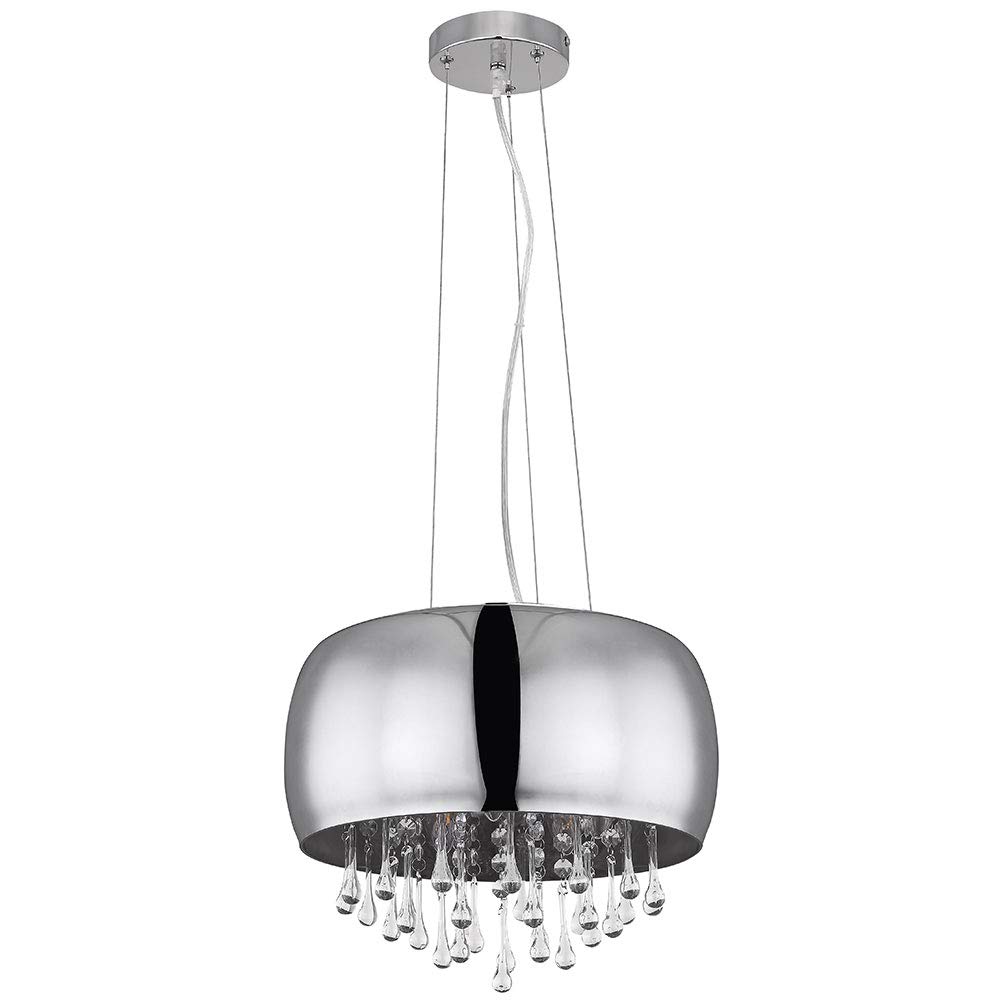 Globo Kalla - Lampadario A Sospensione Cromato E Vetro Fumé Con Cristalli Di Vetro Trasparente-image