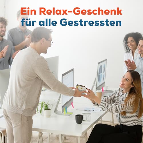 GLÜCKSGUT® Anti-Stress-Würfel | Chill Out | Lustiger Stresswürfel | 6 Motive, Geschenkbox & Anleitung | Spielzeug für Stressabbau, Kollegen & Büro Geschenk