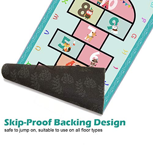image for KAREZONINE Hopscotch Rug 31” x 63”, Hop and Count Game Rug with Cu