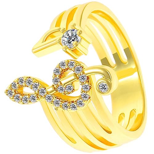 NUOBESTY Musical Note Adjustable Rings Women Opening Ring Open Finger Ring Lovers Rings for Music Lover