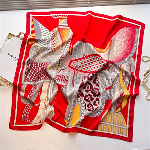 Bufanda de mosaico estampada pañuelo bandanas de satén moda mujer accesorio cuello 6