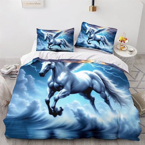 Housse de couette cheval King Size qui ne glisse pas grâce au zip
