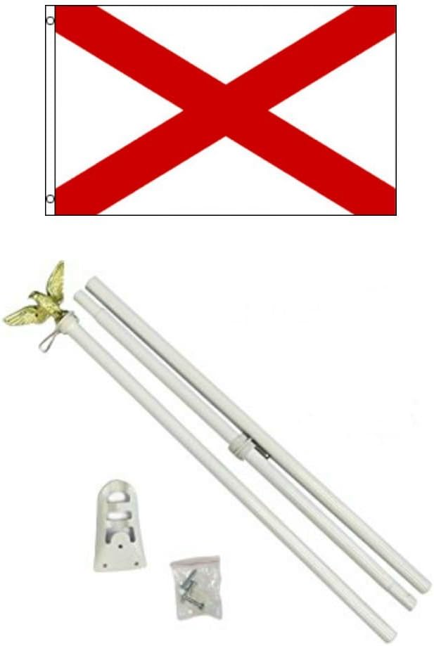 Alabama 3'x5' Polyester Flag With 6' White Flag Pole Kit
