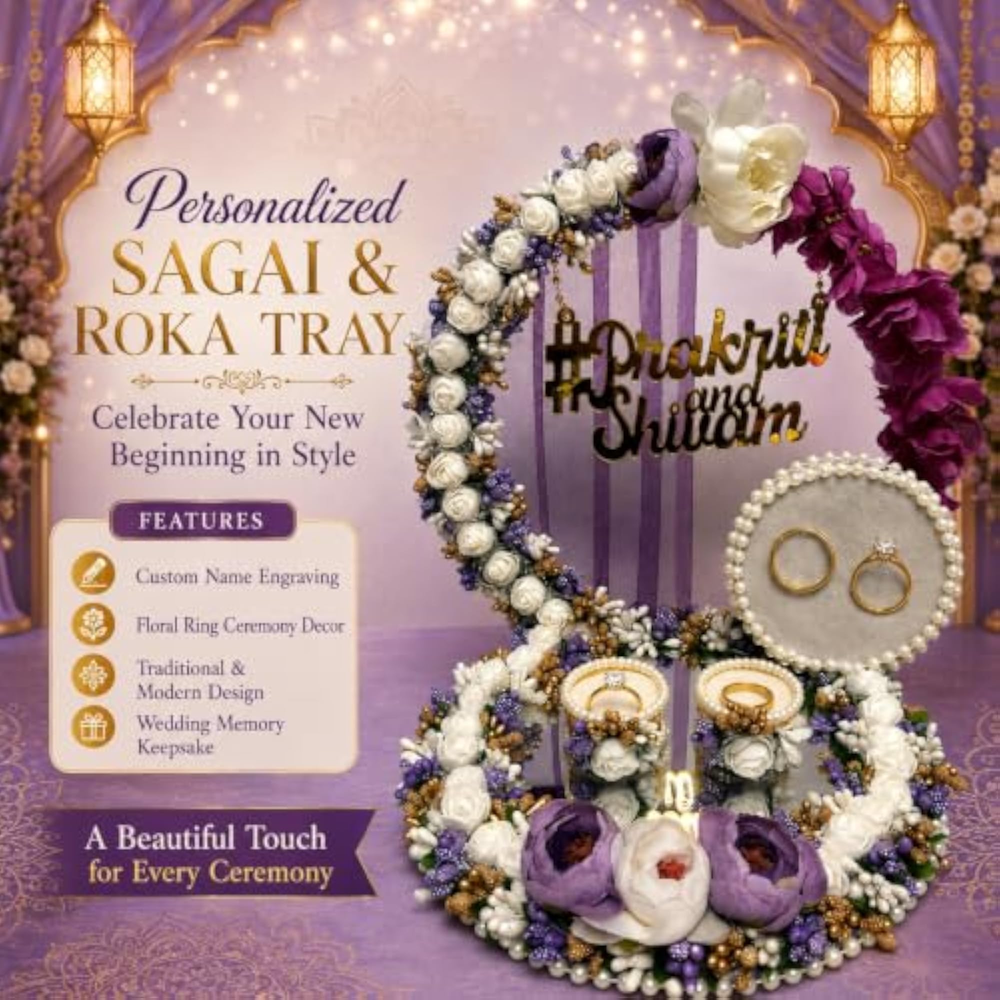 Customized Engagement Tray, Personalized Ring Ceremony Platter