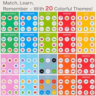 TINYLENS Kids Memory Matching Game with Flip Board & 10 Double-Sided Cards, Educational Matching Games for Toddlers 3-5, Preschool Learning Travel Game for Car & Airplane Trips