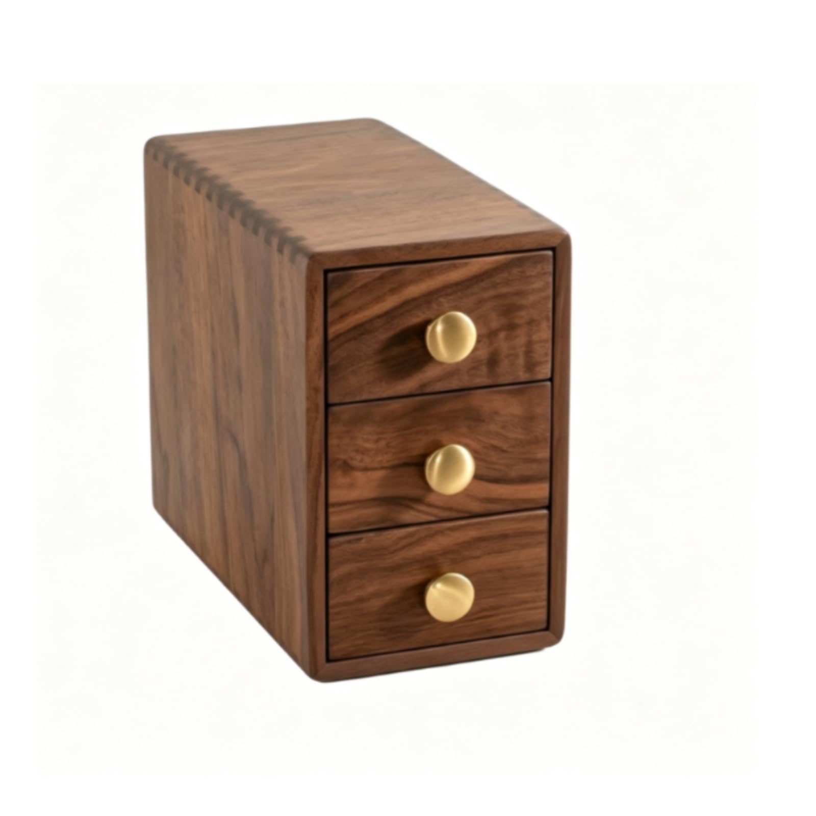 Schreibtisch-Organizer mit Schubladen platzsparend Organizer mit Schubladen praktisch Schubladenbox für Büro, Klein 13x23x20cm, Nordamerikanischer Schwarznussbaum Mit Konischem Griff