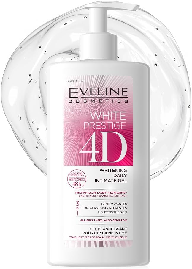Eveline Cosmetics White Prestige 4D Whitening Daily Intimate Gel | Infused with Lactic Acid and Camomile Extract | Ideal for all Skin Types including Sensitive | 250ml
