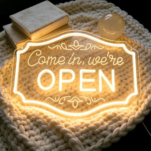 Image of Warm White Neon Sign Led Neon Lights Signs for Wall Decor USB Powered Led Signs for Room Decoration-Come In We're Open