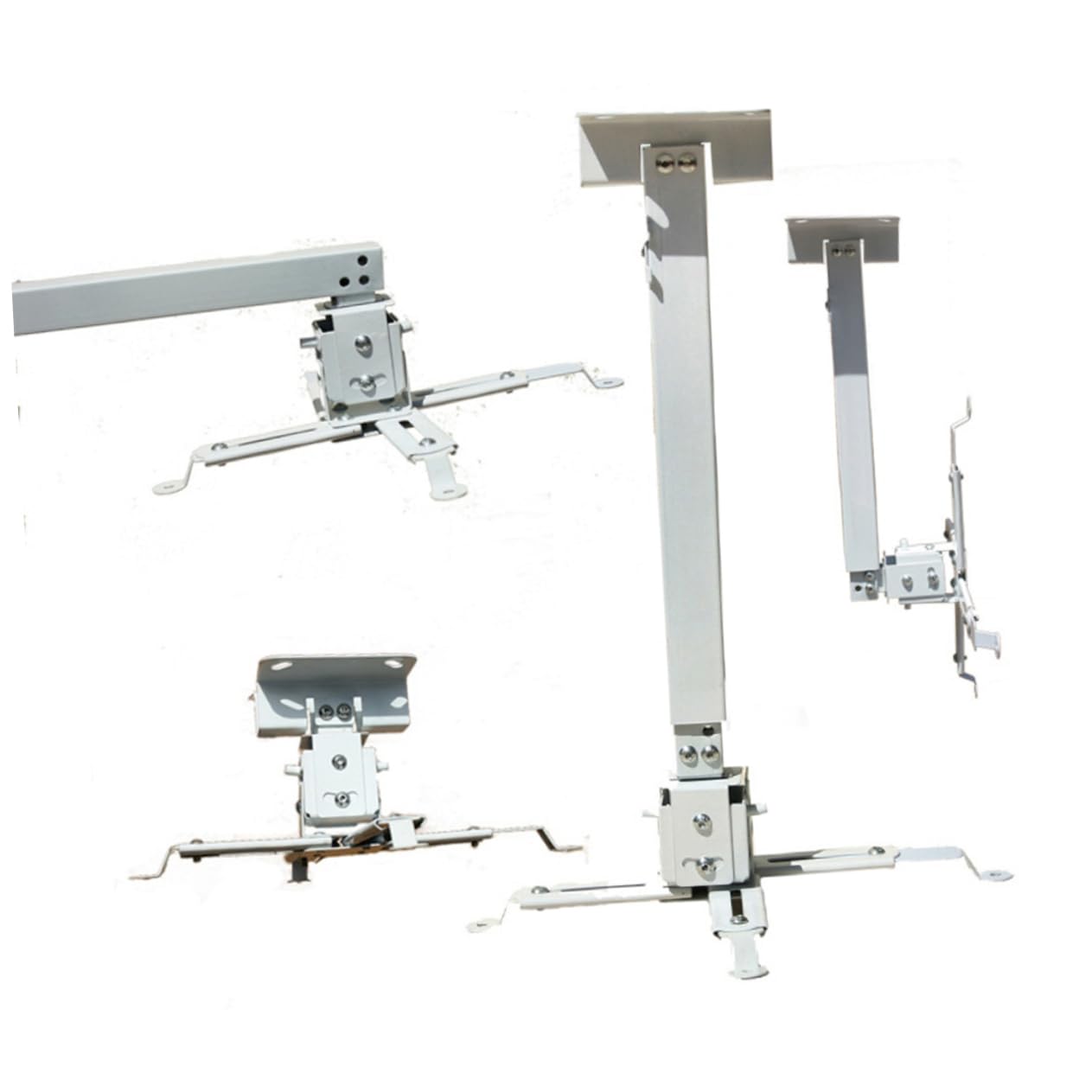 HOMSFOU Supporto Proiettore da Soffitto Regolabile 15kg Ferro | Inclinazione Regolabile, Bracci Doppi Articolati, Piastra a Soffitto e Canale Regolabile