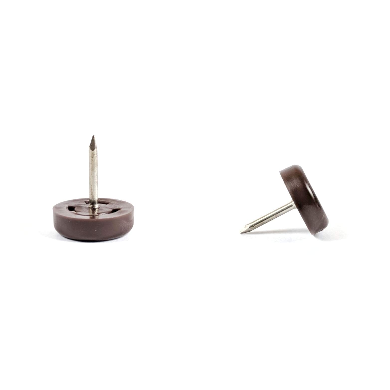 Furniture Sliders - Nail-in Plastic Premium Quality Glides (Brown - 18mm Round, See 2nd Image for Dimensions - Pack of 12) by Keay Vital Parts, Made in Germany