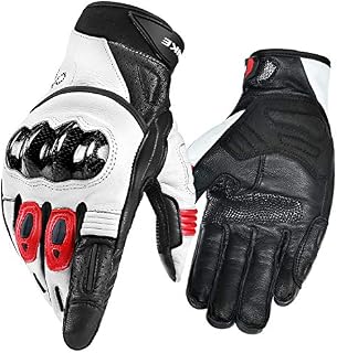 INBIKE Motorcycle Gloves, 3mm EVA Palm Pad Motorbike Gloves Genuine Leather Full Finger
