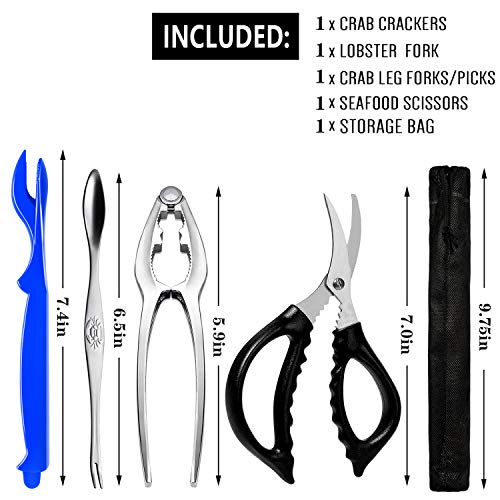 Crab Crackers And Tools Stainless Steel Lobster Crackers And Picks Set Forks Nut Cracker Set Opener Shellfish Lobster Crab Leg Crackers #TOP1