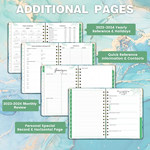 2023-2024 Planner - Planner 2023-2024, Jul 2023 - Jun 2024, Weekly And Monthly Planner With Tabs, 6.4" X 8.5", Hardcover With Back Pocket, Elastic Closure, Twin-Wire Binding, Daily Organizer - Green #TOP4