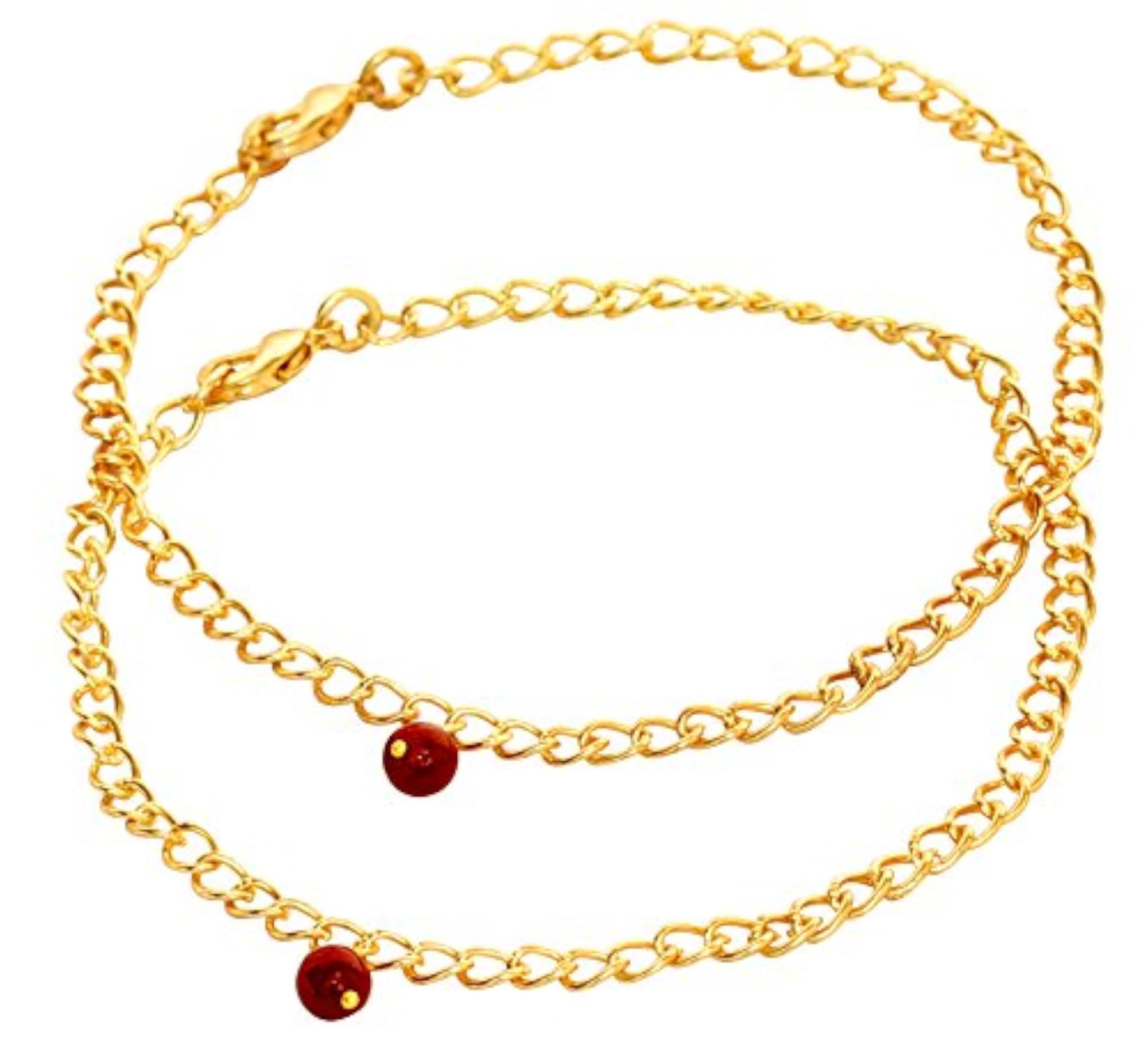 Anklets Pair with Ruby Beads for Women