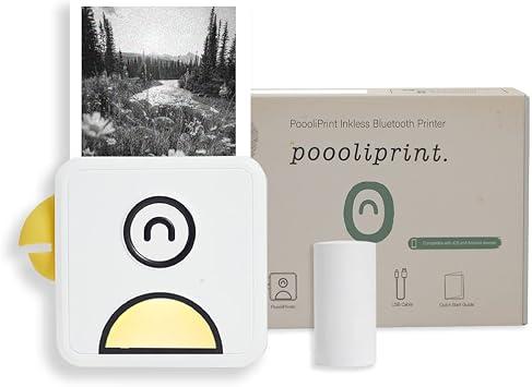 Poooliprint L1 Inkless Pocket Printer - Mini Phone Bluetooth Portable Poooli Thermal Printer for iOS + Android Print Sticky Photos, Labels, Notes, Lists for Journal, Yellow