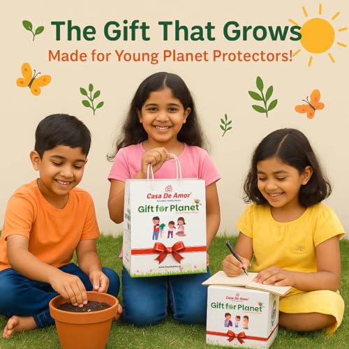 Image of Casa De Amor Gift for Planet Grow Your Own Flower Kit for Kids - DIY Gardening Kit with Pot, Seeds, Soil - Eco-Friendly Return Gift (Set of 12)
