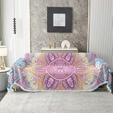 Hiseng Manta Funda Sofa de Chenilla con Geométrico Bohemio 3D para 1 2 3 4 Plazas, Cubre Sofa Sillón Suave Cómoda con Borlas Decorativas Sobrecama Protector de Muebles (Rosa,180x130cm)