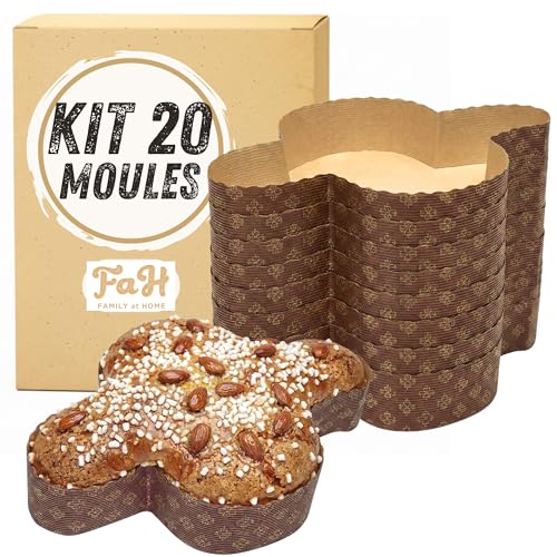 Moule pour Colomba (20pz - 500 gr) - Formes pour Colombe en papier de pure cellulose au micro-ondes. Idéal pour le four, jetables à haute densité,...