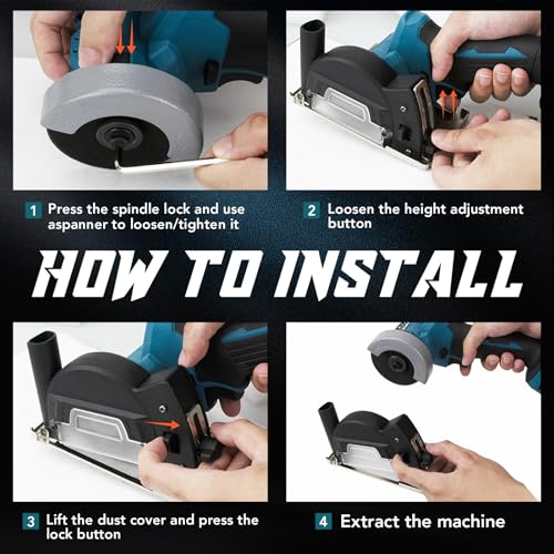 HECUSAM 3” Mini Circular Saw, Multifunctional Metal Cutting Saw, Cordless Chop Saw with 2 x 4.0Ah Battery & Cut Off Wheels, Cut Off Tools for Tiles, Woodworking, Soft Metal, Plastic