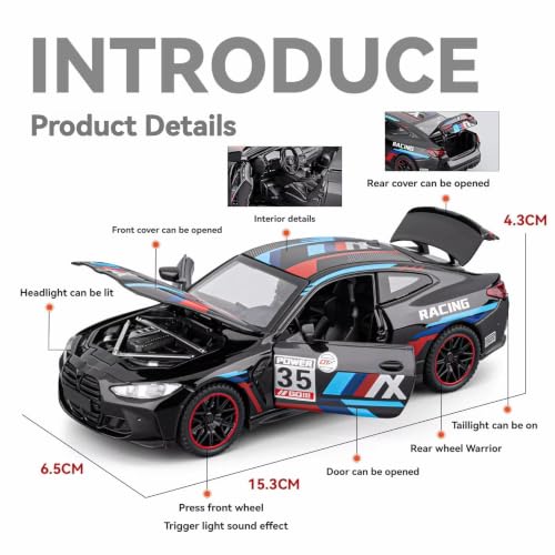 Image of 1:32 Scale M4 Track Version Alloy Pickup Car Toy Metal Pull Back Diecast Car with Openable Door and Sound Light, Gifts Toys for Kids【Black】