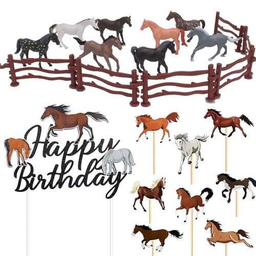 17 Stück Pferd Kuchen Deko Set Cake Toppers Pferde Cupcake Toppers Realistische Pferde Muffin Deko...