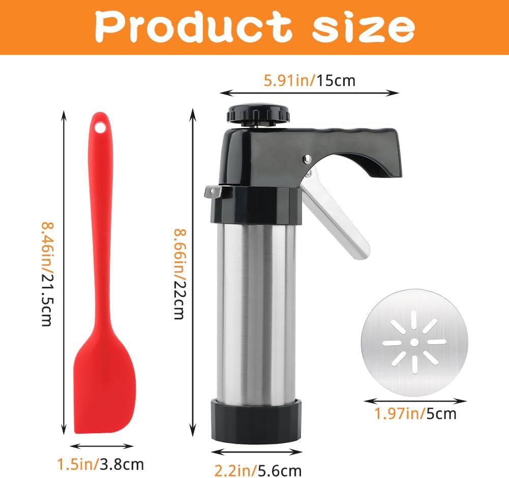 Cookie Press Gun Kit,Stainless Steel Spritz Cookie Press