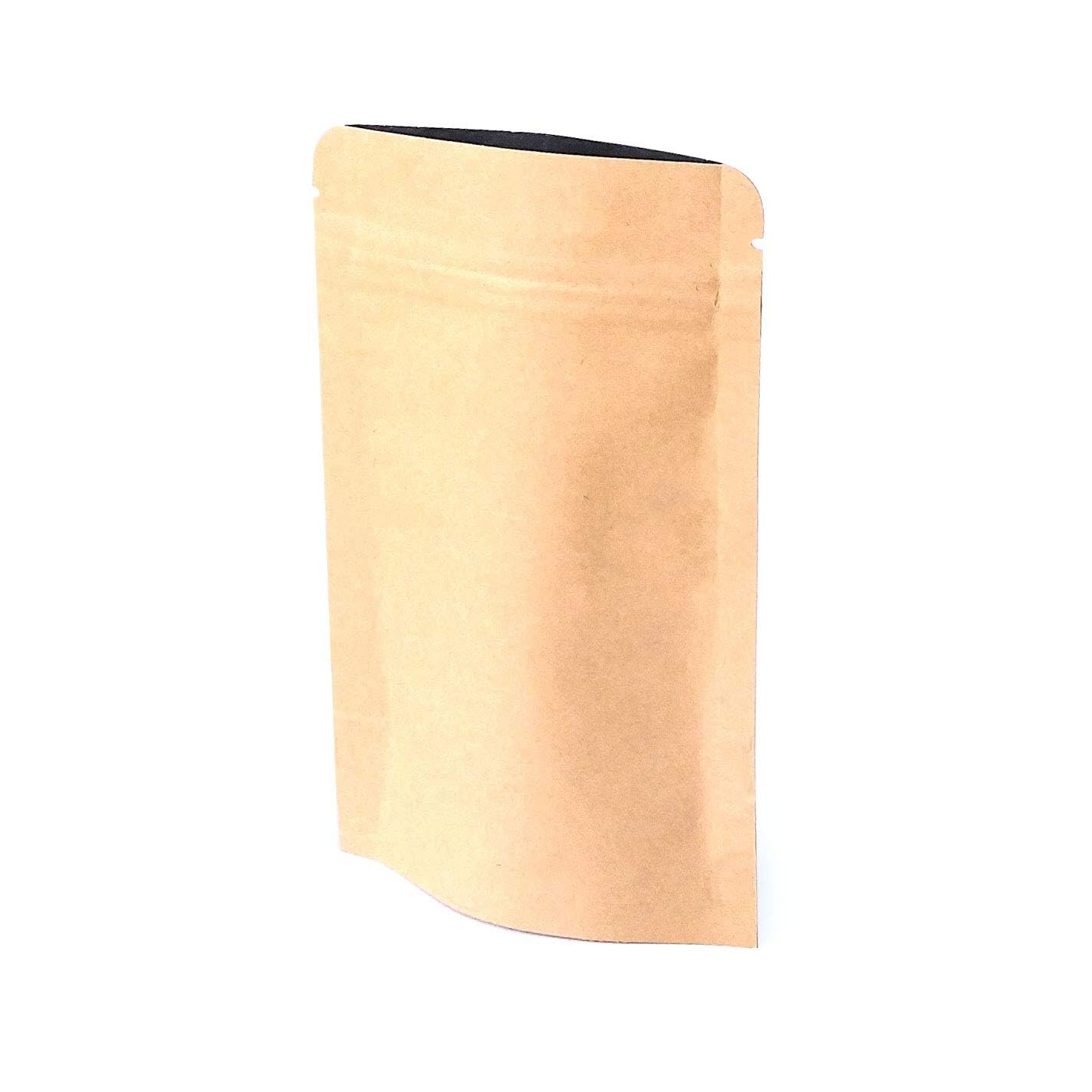 Evg Brown Evergreen Goods 10Pcs Kraft Food Stand Up Pouch Bags (90X30x140mm) | Food Grade, Foil Lined, Tear Notch Zip Lock Bags | Resealable Packaging Bags For Bath Salt, Dried Food, Tea, Coffee & Snacks