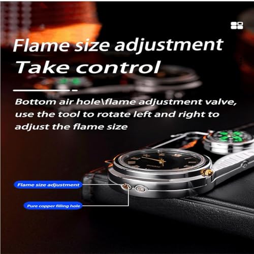 Encendedor de metal antorcha con llama roja, recargable miniatura 3