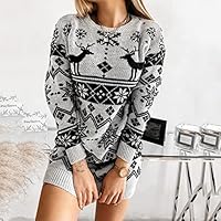 Moderne Maxi-Kerstjurk met Ronde Hals Lange Mouwen en Contrasterende