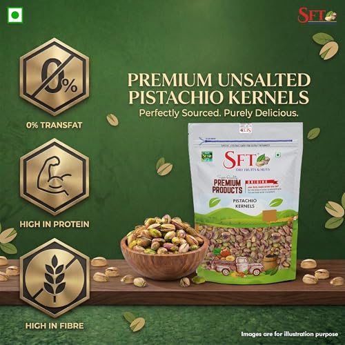Image of SFT Premium Unsalted Pistachio Kernels 100g|Healthy Snacks, Dry Fruits, Pista| Super Crunchy & Delicious | Non GMO |, Rich In Protein, Phosphorus, | Dietary Fibre | Premium Nuts