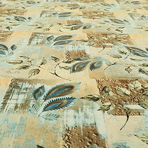 Modern Printed Velvet Orange Green Floral Patchwork Pattern Upholstery Fabric (10cm x 8cm Sample)