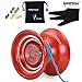 Produktbild YOYO K7 Responsive YoYo Ball für Anfänger mit Taschen & Handschuhen & 5 Saiten, Metall( Rot)