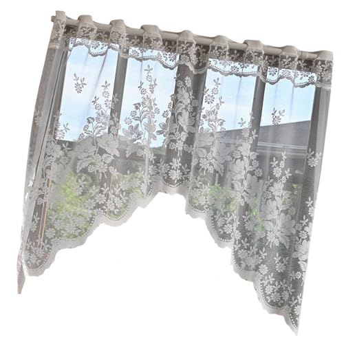PANGBOER Cortina Decorativa de Encaje Semitransparente con patrón de Flores Que filtra la privacidad para hogar, café, Sala de Estudio, Cortina de Encaje para Ventana con diseños Florales