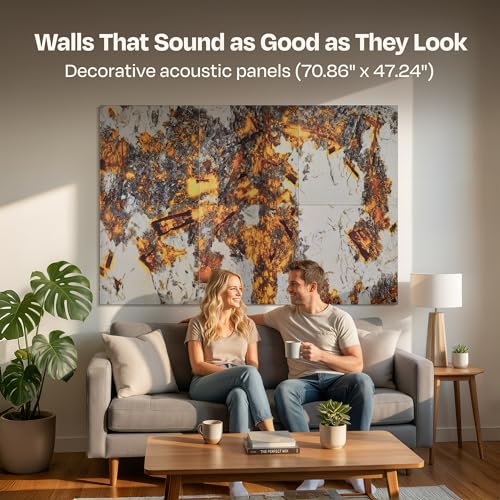 Image of XL Acoustic Wall Panels 6-Pack Decorative Acoustic Panels High Density Sound Absorbing Wall Art 70.86X47.24 Inches with Self-adhesive for Studio Home and Office - Inferno Quiet