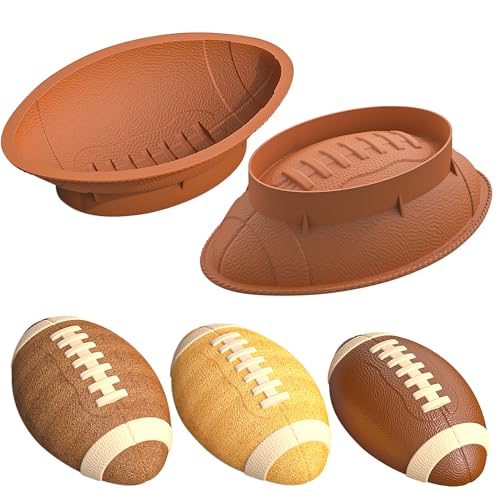 Heyiminy Large Football Cake Pan 11 Inch Football Shaped Silicone Mold for Baking 3D Breakable Chocolate Mold for Sports-Themed Party Super Bowl Event Supplies