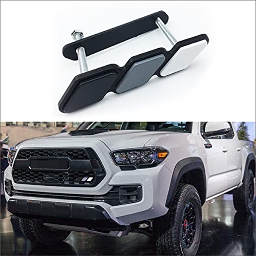 Image of Tri-Color Grille Badge Emblem Decoration Accessories Car Truck Label Compatible for Tacoma 4Runner Tundra Sequoia Rav4 Highlander (Black /Gray /White)