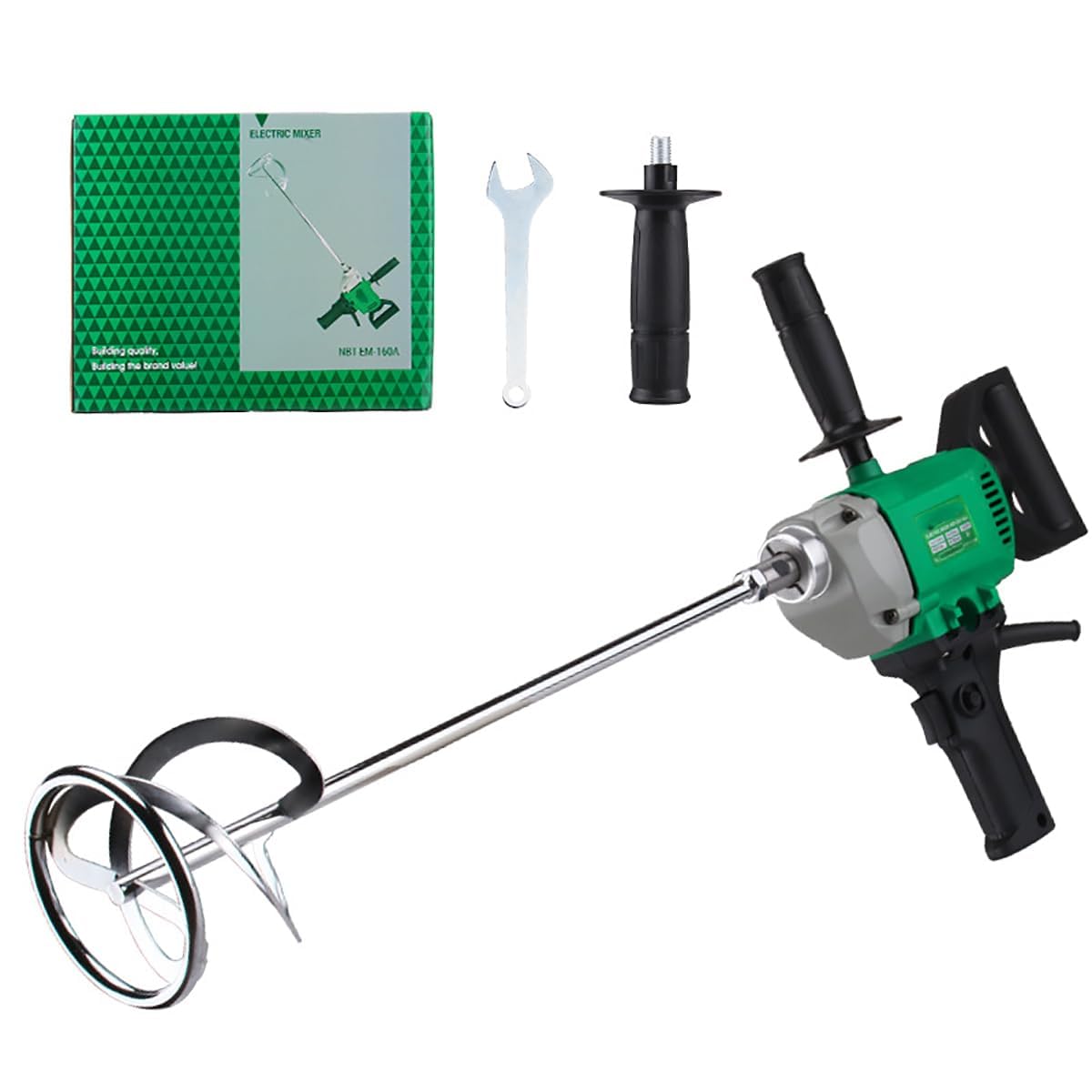 Mezclador De Concreto Portátil, Mezclador De Cemento Portátil Eléctrico De 1020 W, Diámetro del Mezclador 160 Mm, Velocidad Nominal 800 R/min, para Mezclar Yeso De Mortero