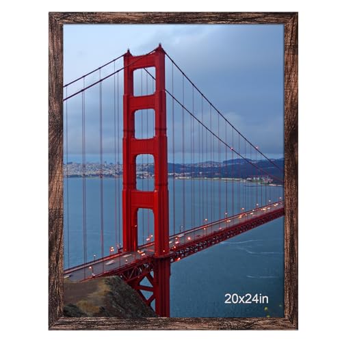 Image of BESCRCL 20x24 Picture Frame Brown, Poster Frames Wall Hanging, Display Pictures 20x24 without Mat, 1 Pack