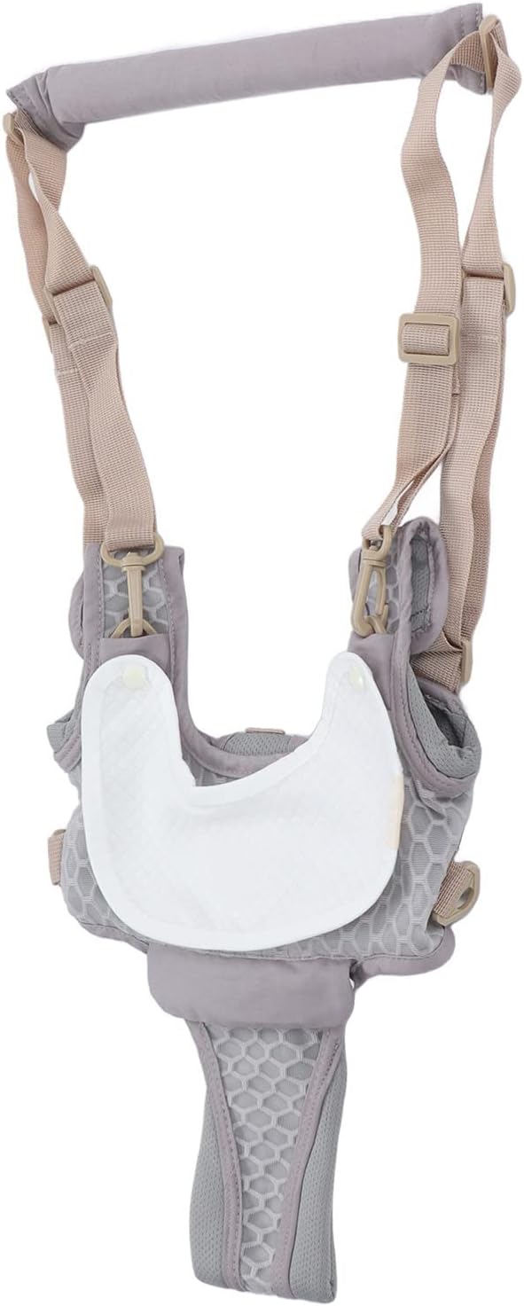 Baby Walking Harnesses, Lightweight Adjustable Detachable Crotch Pad Handheld Toddler Walk Assistant Belt Adjustable Standing Up and Walking Learning Helper for 8‑24M(Monsoon Grey-Profile Mesh)