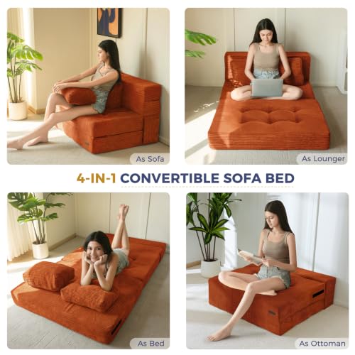 Image of MAXYOYO Convertible Sofa Bed, Fold Out Sofa Couch with Pillow for Adults