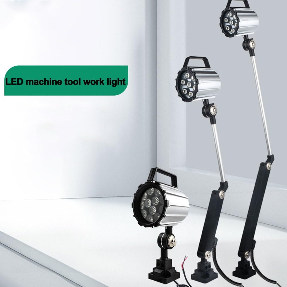 Światło LED do maszyn, światło robocze z ramienia teleskopowego stopu aluminium, regulowany kąt, 24 V-220 V, do oświetlenia przemysłowego frezarki(12W/220V extra long arm)