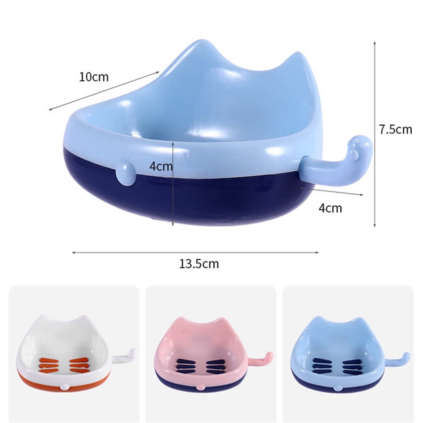 JINGYAN Jaboneras Caja de jabón montada en la Pared con Drenaje Gato Modelado(Blue)