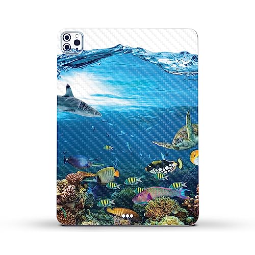 Image of MightySkins Carbon Fiber Skin Compatible with Apple iPad Pro 11 inch M2 4th Gen (2022) Full Wrap Kit - Below The Waves | Protective, Durable Textured Carbon Fiber Finish | Easy to Apply | Made in The USA
