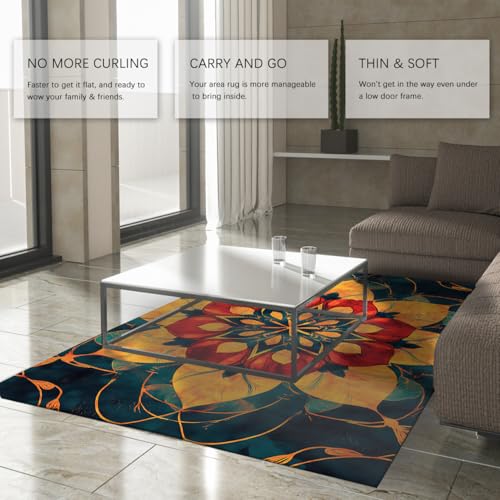 Tapis lavable géométrique à dos antidérapant pour salon moderne