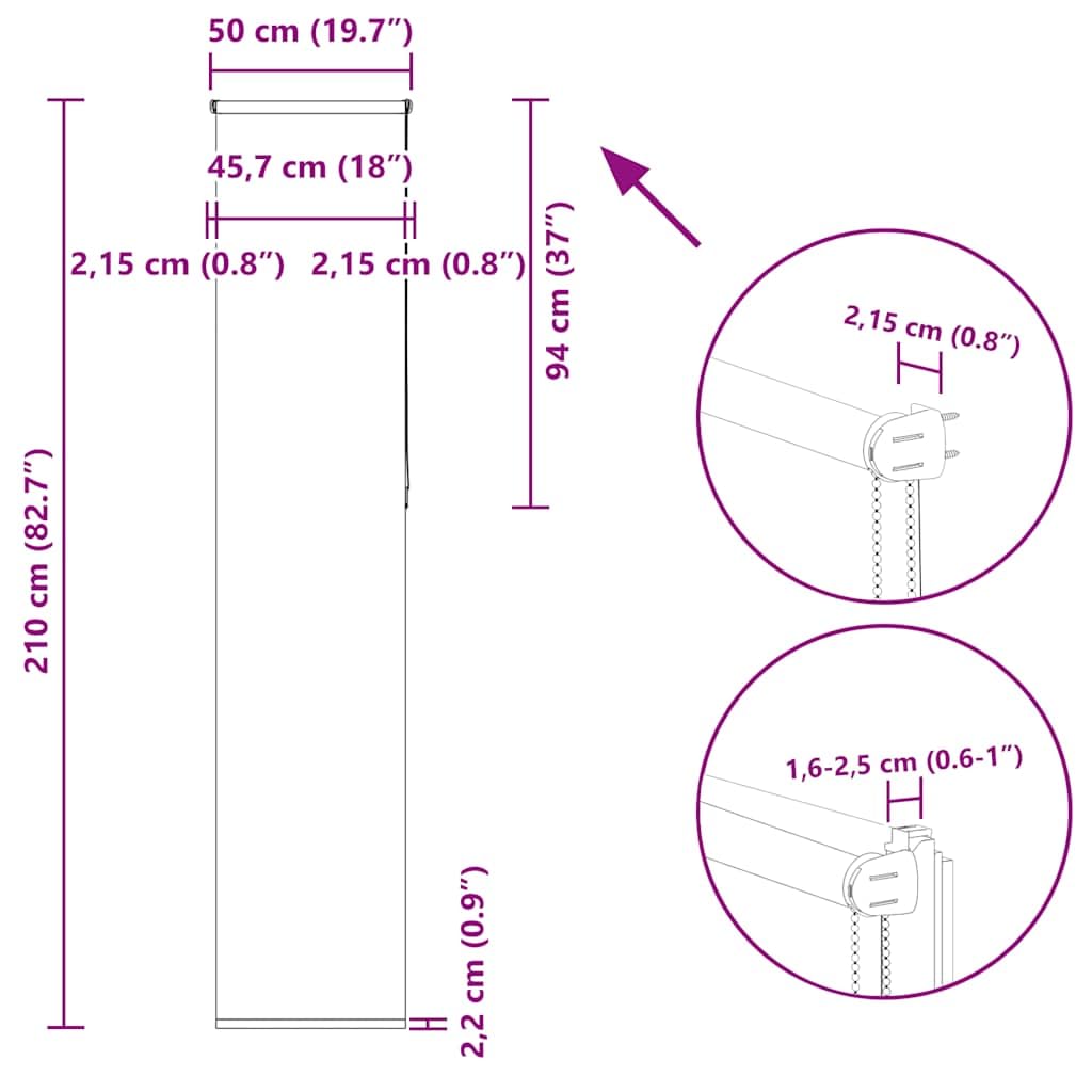 Tenda a rullo oscurante bianca 50x210 cm 100% poliestere con montaggio senza foratura e connettore a catena per controllo luce e privacy in ufficio casa cucina bagno