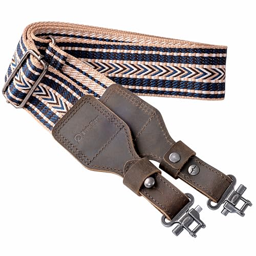 Élingues de 5,1 cm de large en coton tissé bleu rétro pour guitare et basse