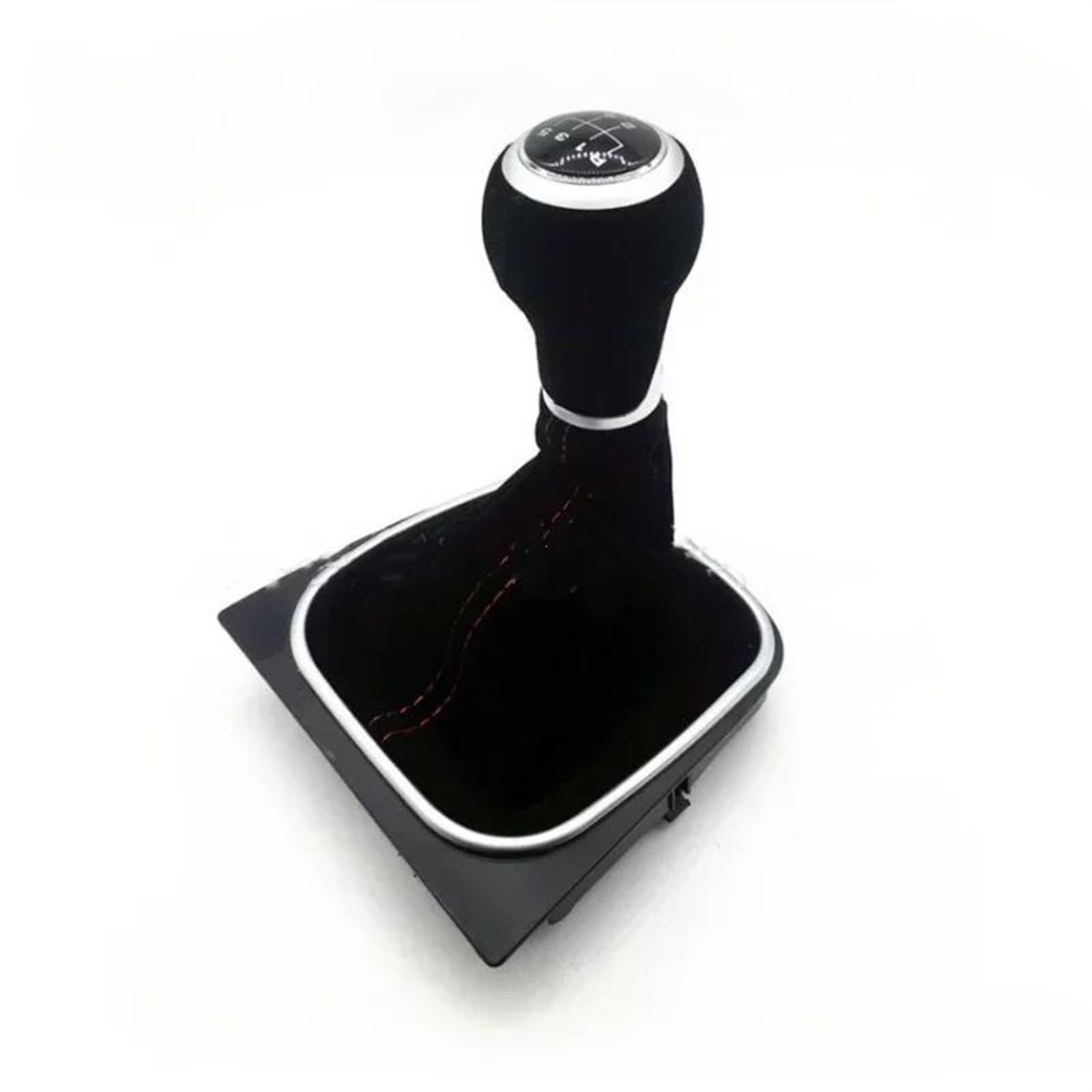 FSOZDBBPL Automotive Parts Manual 5 6 Speed Gear Shift Knob with Gaiter Boot for Golf 5 6 for MK5 MK6 for R32 GTI(Red 5 Speed)