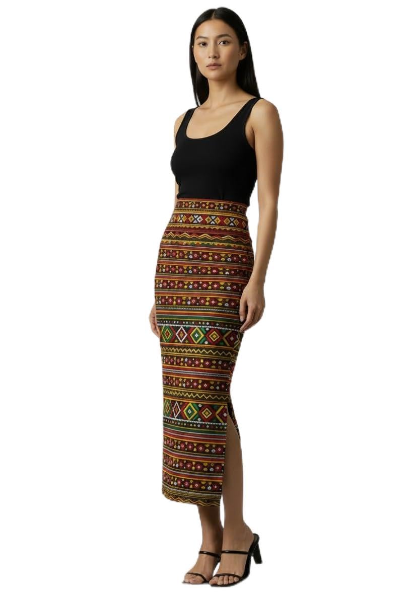 Printed Pencil Skirt for Woman – Gale Inspired Heritage Print 2-picture-33