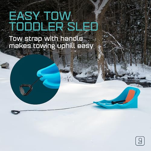 Gizmo Riders Baby Rider, Toddler Sled - 3-Point Harness, Anti-Slip Seat, Retractable Tow Strap, Durable Plastic, Ideal for 6 Months to 3 Years, Supports Up to 55 lbs, Winter Fun for Little Ones