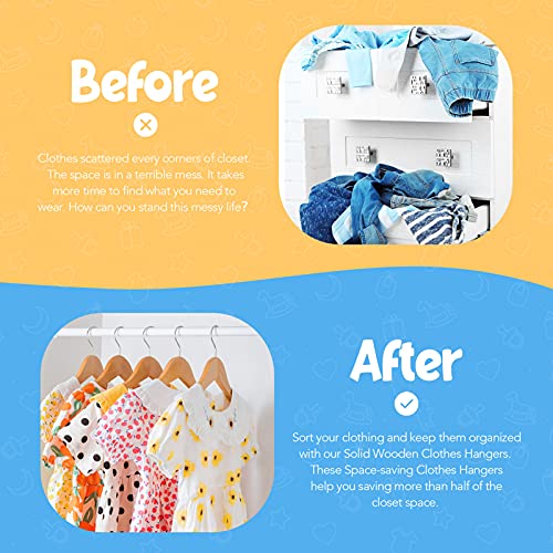 Cozymood Childrens Wooden Hangers Kids Hangers, 20 Pack Baby Hangers Nursery Wood Hangers, 360° Swivel Hook Non Slip Coat Hanger For For Coats, Suits, Pants And Jackets (Natural) #TOP5